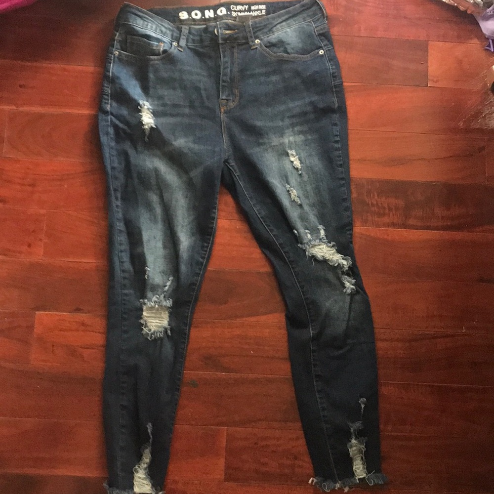 Dark blue jeans